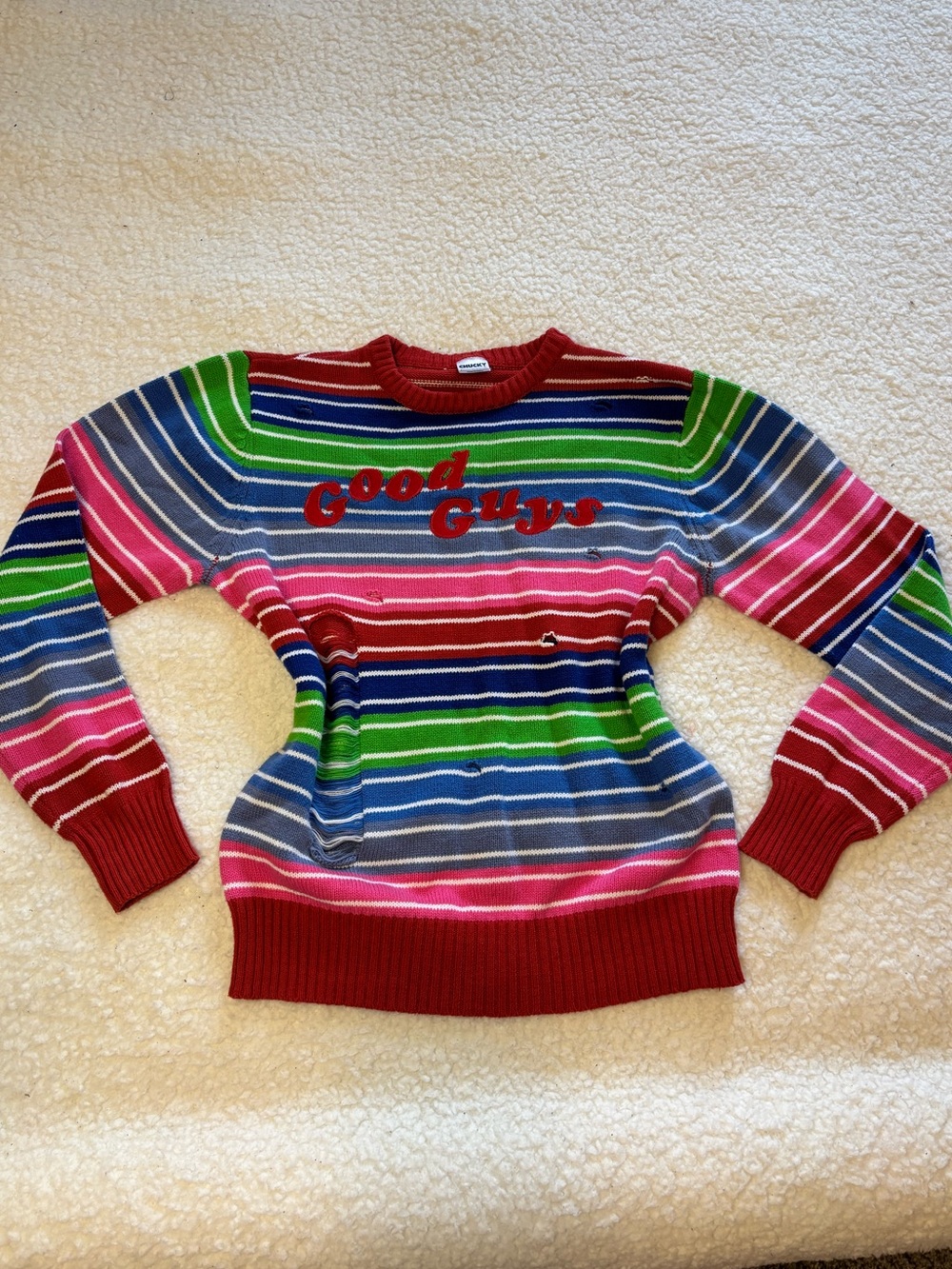 Spirit Halloween Women Chucky Good Guys Knit Sweater